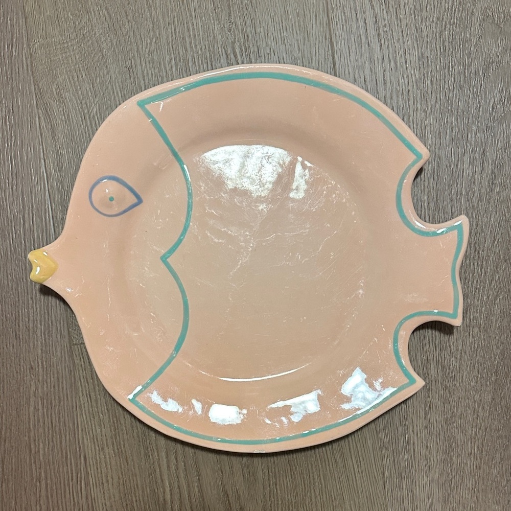 RARE Vintage Cyclamen ceramic signed fish plate